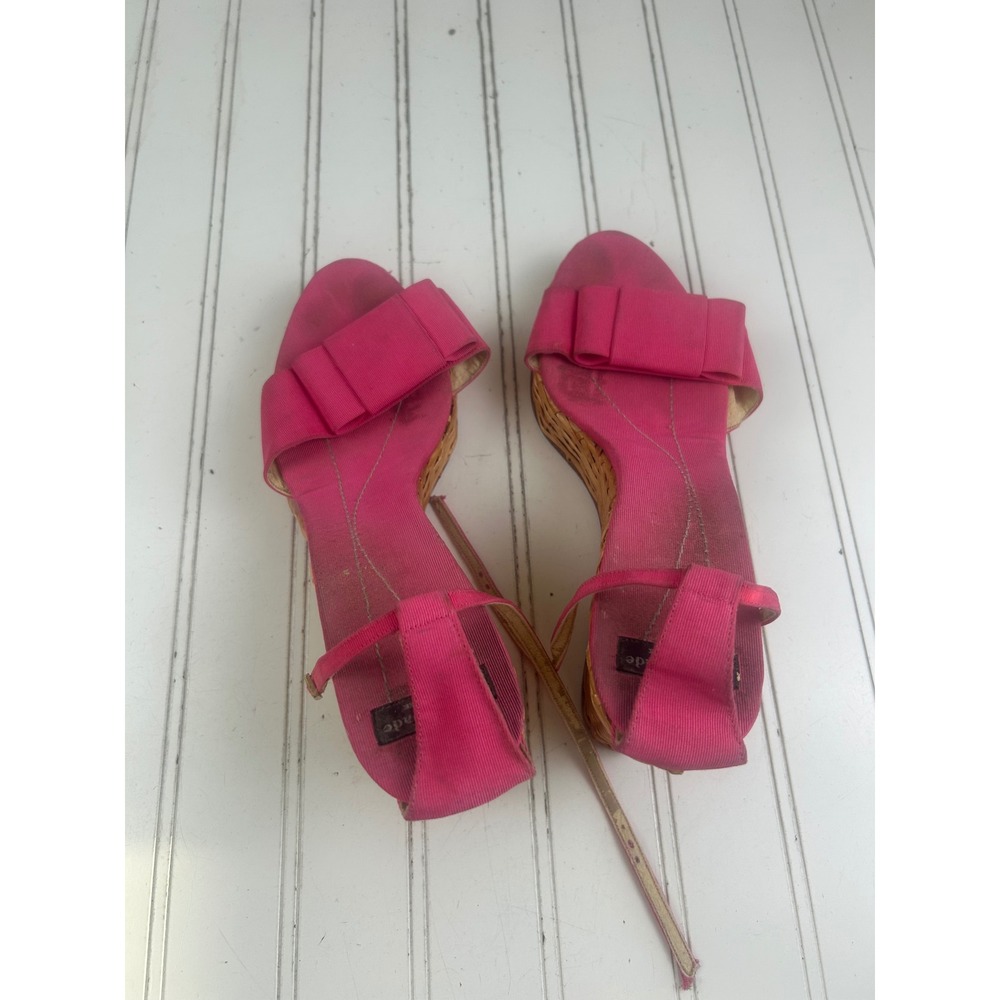 Kate Spade Vintage Y2K 2005 Pink Woven Espadrille Bow Wedges Women's Size 10 - Picture 3 of 11